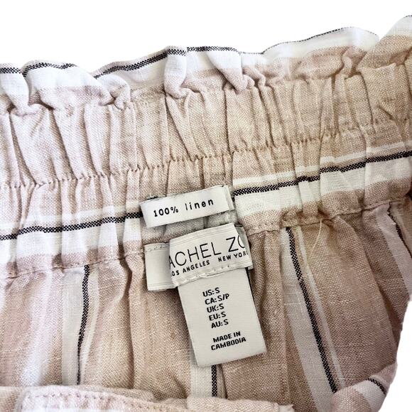 Rachel Zoe 100% linen striped  belted button up midi skirt size Small - Picture 4 of 8